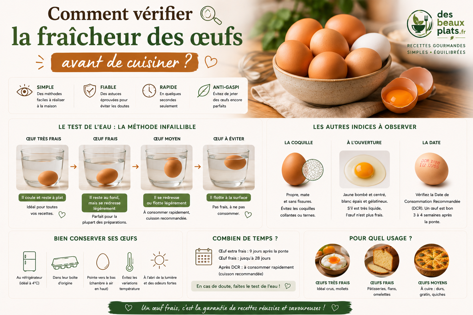 Comment vérifier la fraîcheur des œufs avant de cuisiner ?