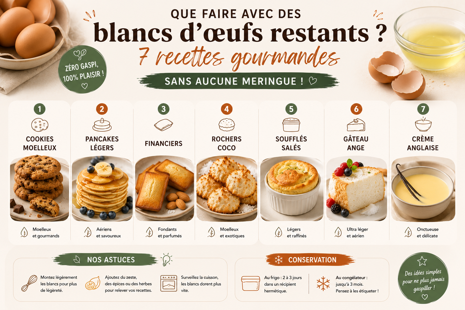 Que faire avec des blancs d&rsquo;œufs restants : 7 recettes gourmandes (sans aucune meringue !)