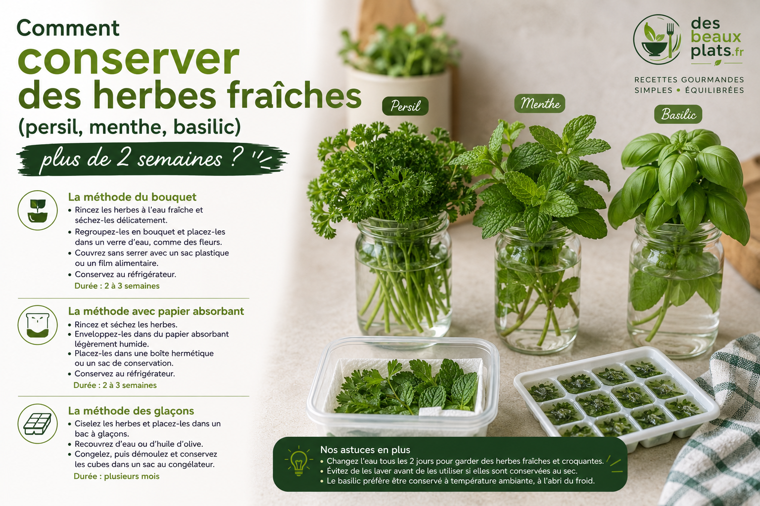 Conseils pour conserver des herbes fraîches