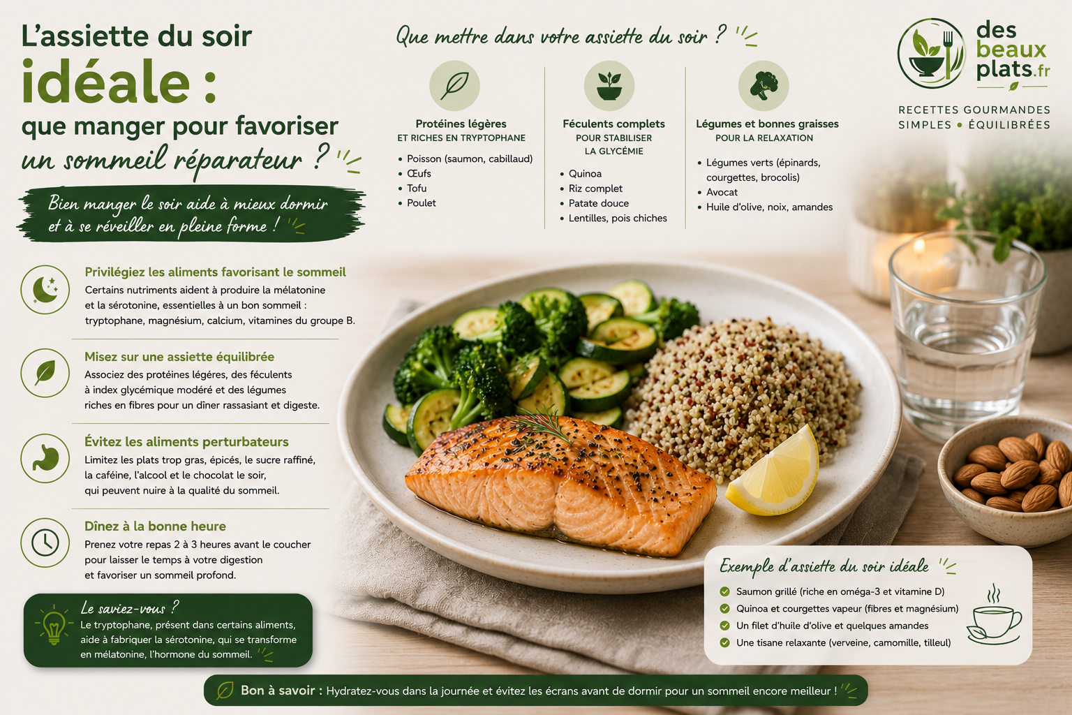 L&rsquo;assiette du soir idéale : que manger pour favoriser un sommeil réparateur ?