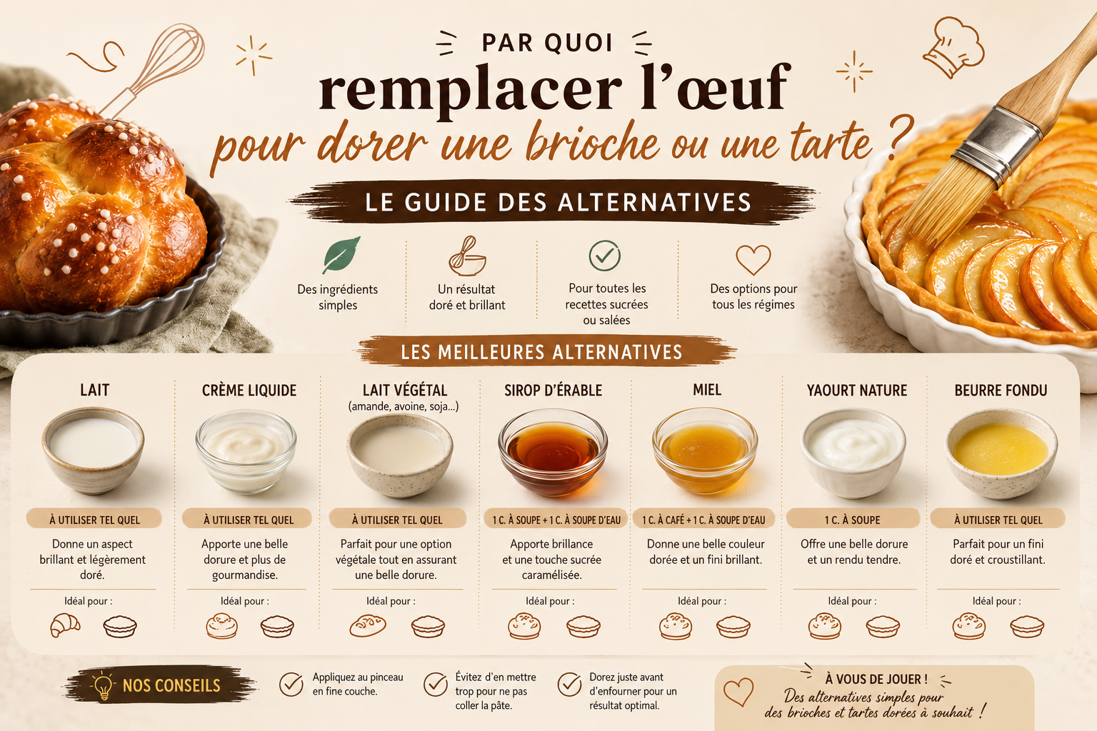 Par quoi remplacer l'oeuf pour dorer brioche ou tarte