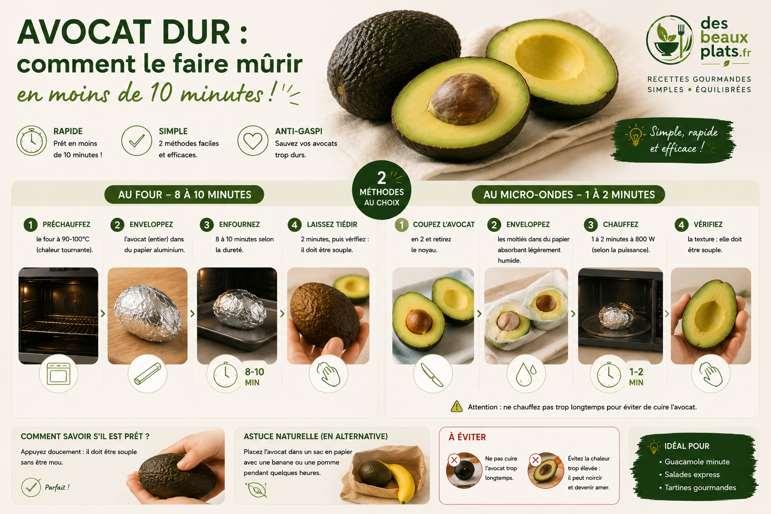 Avocat dur : comment le faire mûrir en moins de 10 minutes au four ou au micro-ondes ?