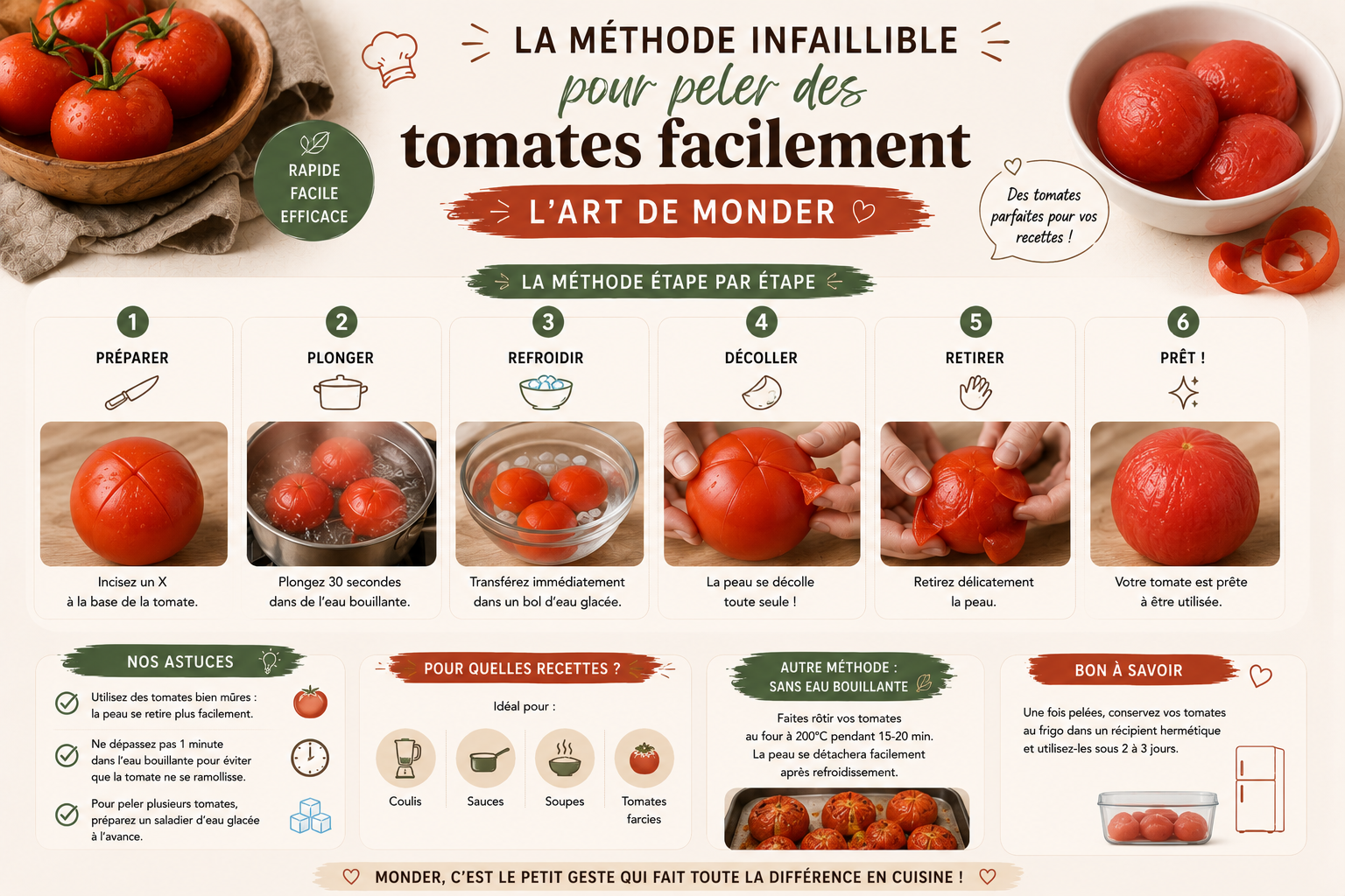 La méthode infaillible pour peler des tomates facilement : l&rsquo;art de monder
