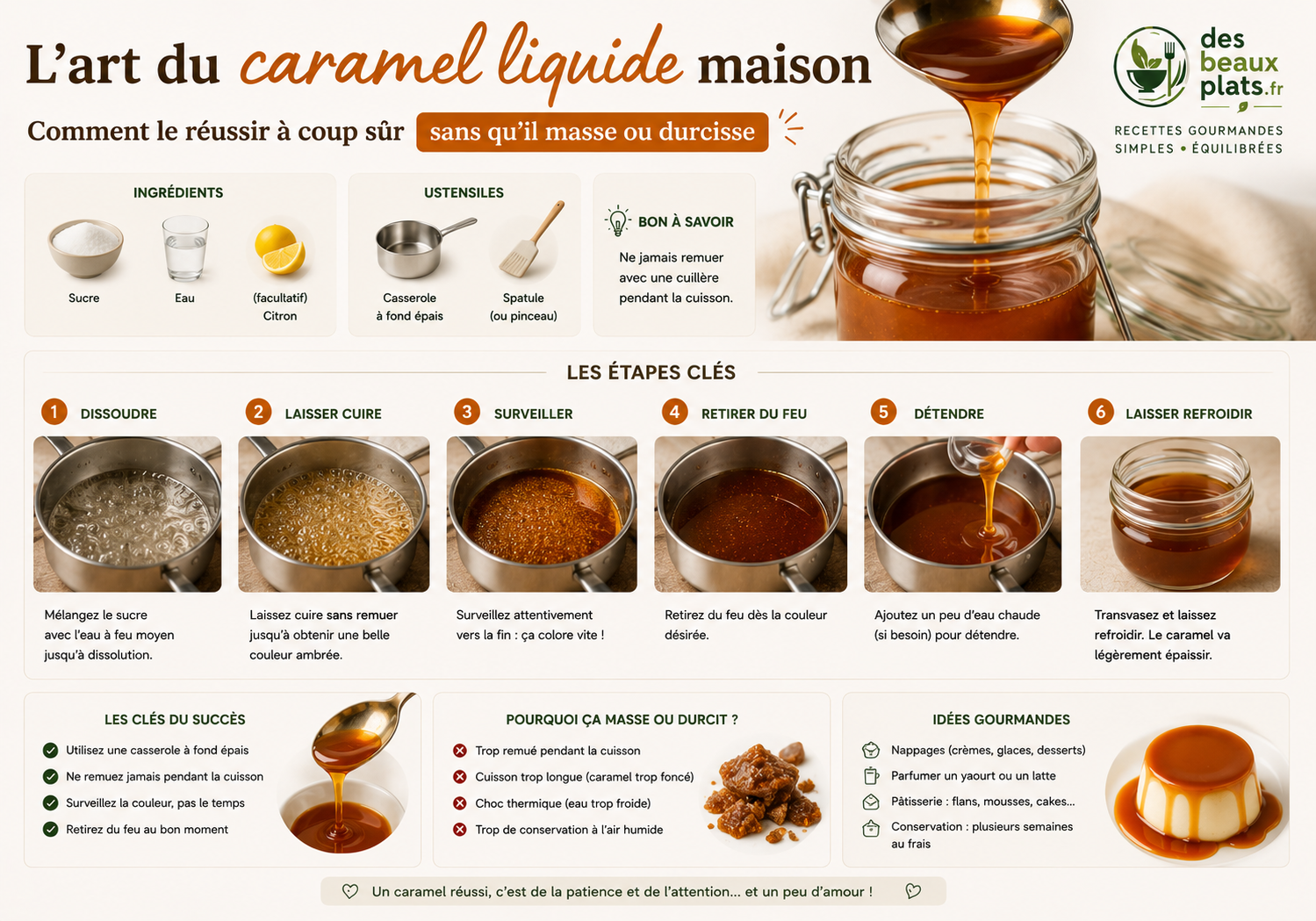 L&rsquo;art du caramel liquide maison : comment le réussir à coup sûr sans qu&rsquo;il masse ou durcisse