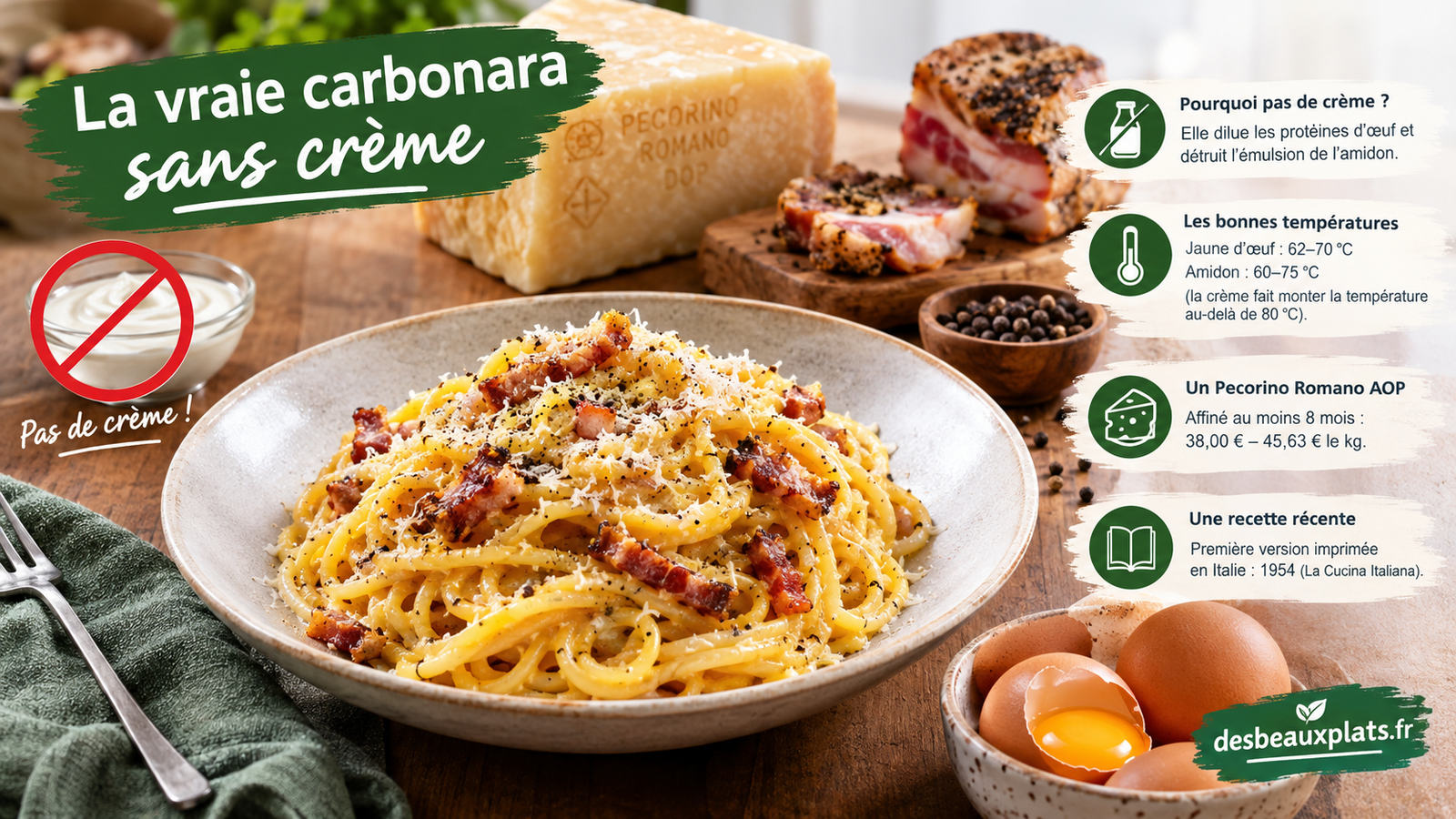 La vraie carbonara sans crème